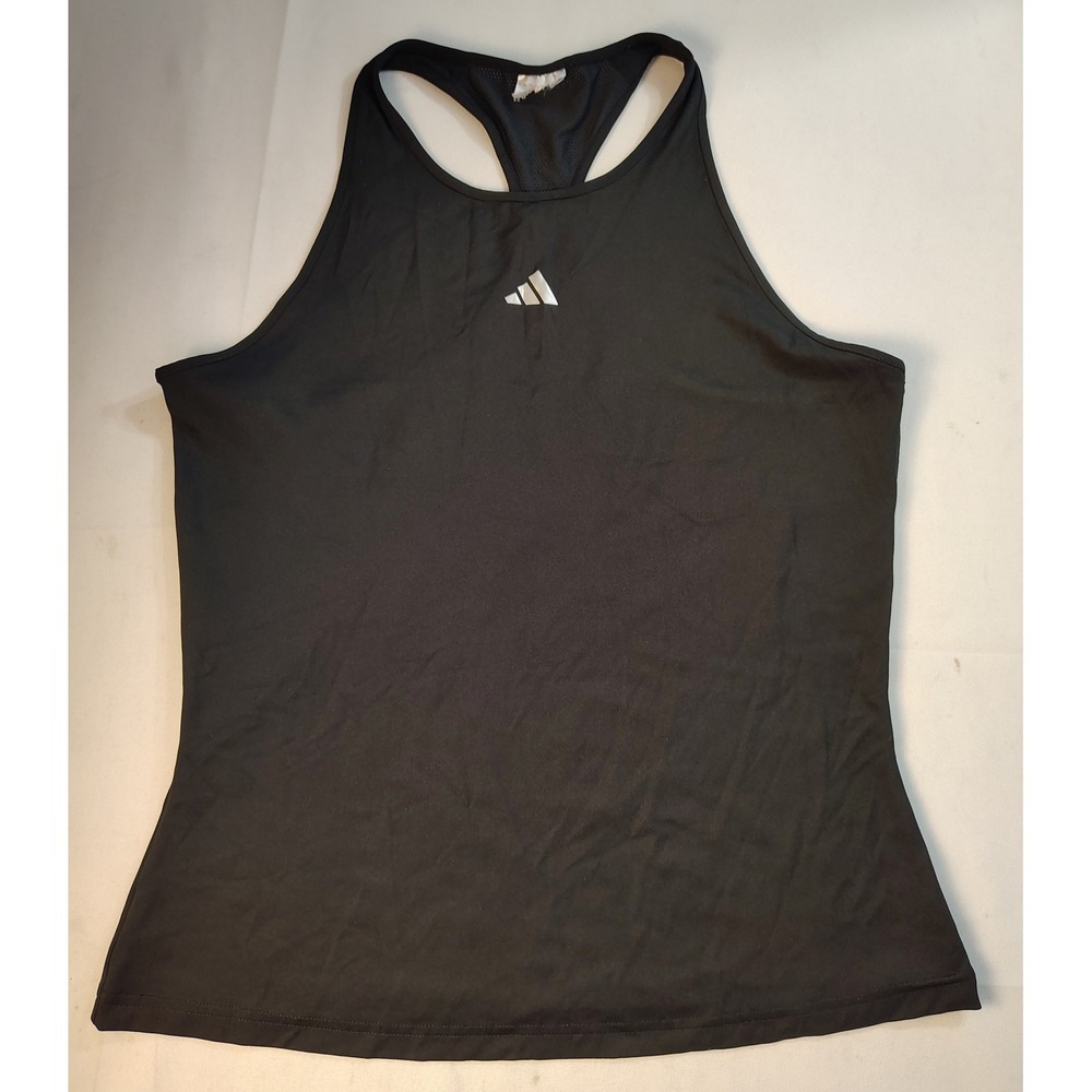 Adidas Womens Black High Neck Racerback Athletic Tank‎ Top Built-In Shelf Bra S